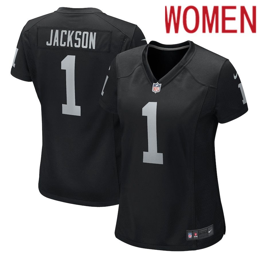 Women Oakland Raiders #1 DeSean Jackson Nike Black Game NFL Jersey->women nfl jersey->Women Jersey